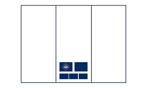 Musikverein Bad Waldsee Logo Werbung Das Bild zeigt ein einfaches, dreiteiliges Layout mit einem mittleren Bereich, der drei blaue Kästchen enthält, eines davon mit einem weiß-blauen Logo. Die beiden äußeren Bereiche sind leer.